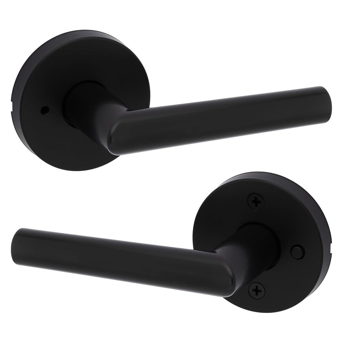 Kwikset Milan Manija de Puerta con Cerradura, Níquel Satinado - Mate negro - Privacidad