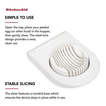 KitchenAid - Cortador de huevos clásico con alambres de acero inoxidable, 9 pulgadas, color blanco