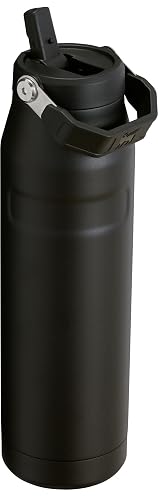 Stanley IceFlow™ Aerolight™ Botella Flip Straw 2.0 36 oz Negro 2.0 | Mango fácil de transportar, tapa giratoria y popote abatible | Botella de agua ligera | Acero inoxidable aislado | Sin BPA