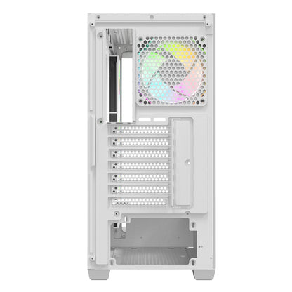 Gabinete Gamer Mid Tower Xzeal ATX Panel Der. Vidrio + Metal 2xUSB1.0 + 1xUSD3.0 + 3.5 mm + 4 ARGB Fans + 1 HUB Blanco