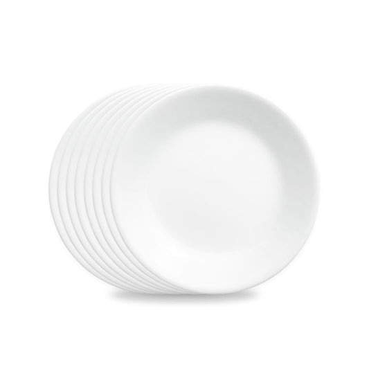 Corelle 1135857 - Platos llanos (8 unidades), Bandejas para aperitivos, Blanco (Winter Frost White), 8 piezas, 1