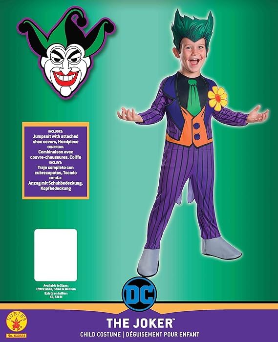 DC Comics Villains: Disfraz de Joker para niños por Rubies, niño pequeño
