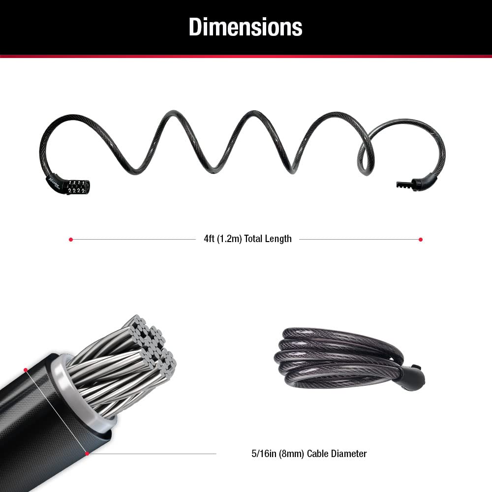Master Lock - Juego de cerradura de bicicleta con combinación preestablecida, color negro, con un revestimiento de vinilo resistente a la intemperie para equipos al aire última intervensión,