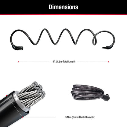 Master Lock - Juego de cerradura de bicicleta con combinación preestablecida, color negro, con un revestimiento de vinilo resistente a la intemperie para equipos al aire última intervensión,