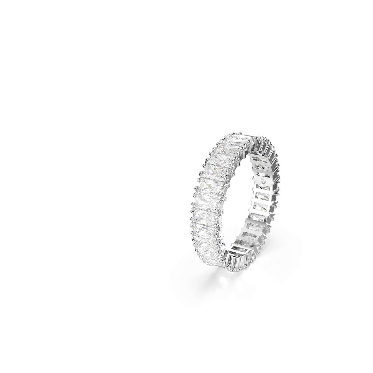 Swarovski Anillo Matrix, Talla baguette, Blanco, Baño de rodio