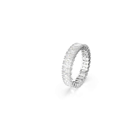 Swarovski Anillo Matrix, Talla baguette, Blanco, Baño de rodio