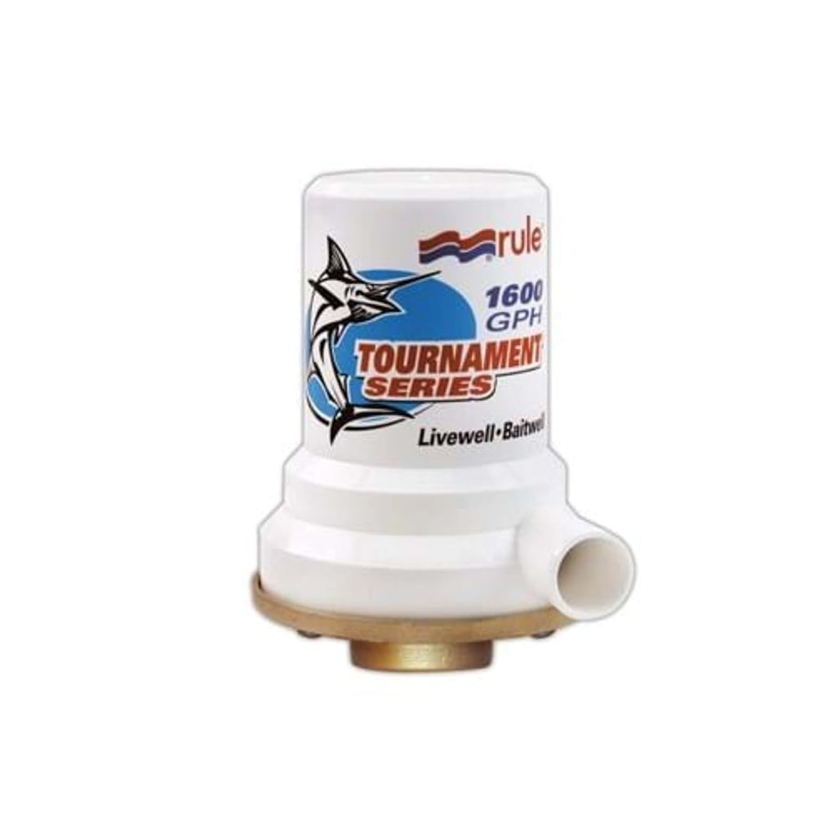 Rule 209B Marine Rule 1600 Tournament Series Livewell Bomba (1 pulgada NPT, hembra, base de bronce de un solo puerto), color blanco