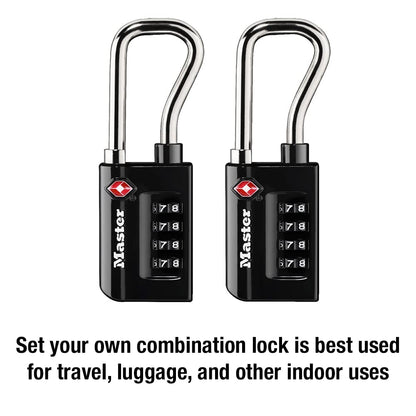 Master Lock Candado de combinación numérica para equipaje, aceptado por TSA, reconfigurable, puedes configurarlo tú mismo, Numérico, Paquete de 2