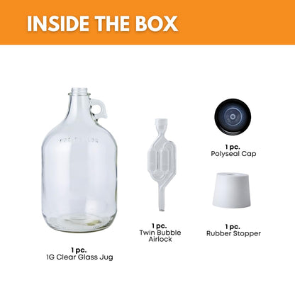 Home Brew Ohio One Gallon Glass Jug With Twin Bubble Airlock, Polyseal Lid, #6 Drilled Stopper by Home Brew Ohio