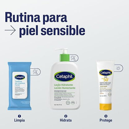 Cetaphil Toallitas de Limpieza Facial Ultra Suaves Piel Sensible 25 Toallas | Eliminan suciedad, maquillaje e impurezas sin resecar, con aloe vera, niacinamida y pantenol para todo tipo de piel sensible.