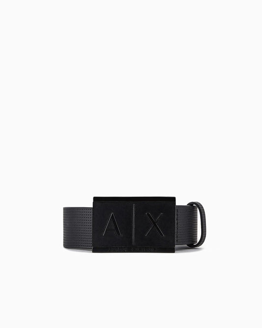 A|X ARMANI EXCHANGE Cinturón con logotipo incrustado para hombre