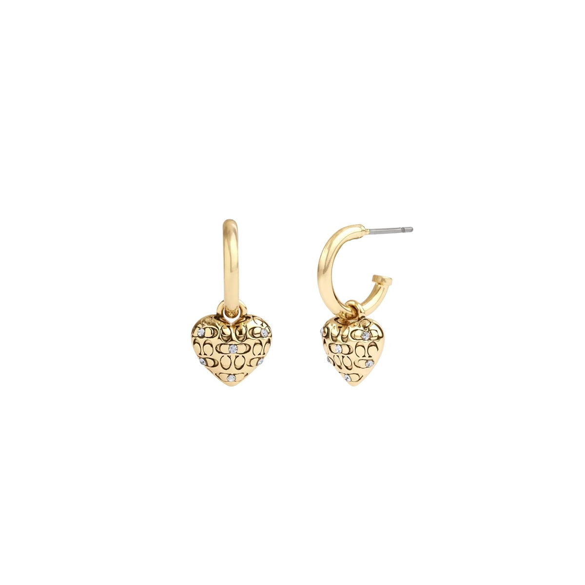 Coach Aretes de Corazón con Dije C en Latón