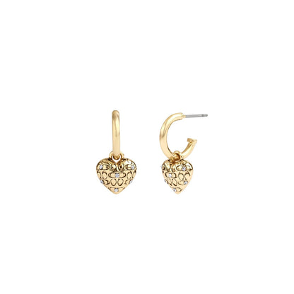 Coach Aretes de Corazón con Dije C en Latón