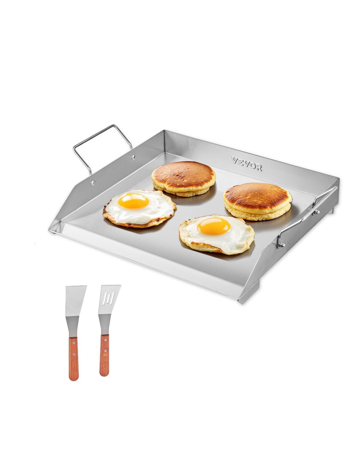 VEVOR - Plancha de acero inoxidable, placa rectangular universal de 18 x 16 pulgadas, plancha de parrilla de gas para parrilla de barbacoa, Teppanyaki, utensilios de cocina familiar portátil con asa,