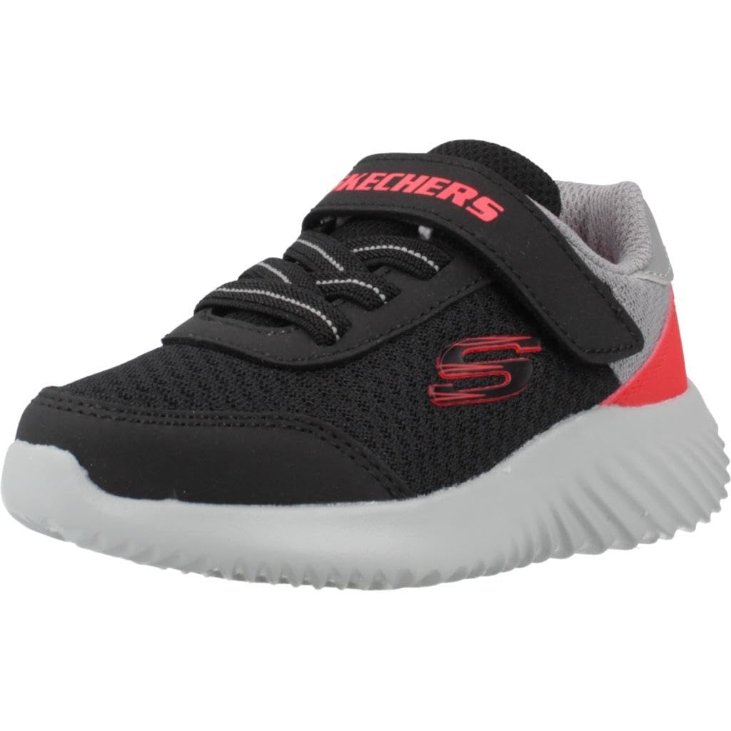 Skechers Bounder tenis para niño - 12.0 cm - NEG - ROJ