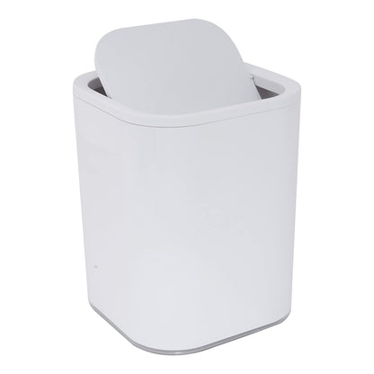 Bath Bliss Papelera acrílica de 8 litros | Tapa superior con peso | Bote de basura pequeño | Contenedor de basura | Diseño contemporáneo | Baño | recámara | Oficina | recámara | Blanco