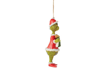 Enesco Dr. Seuss Grinch by Jim Shore Santa Grinch Holding Merry Christmas Banner Colgante Ornamento Colgante, Hecho a Mano, Pintado a Mano, Adornos coleccionables para árbol de Navidad, Regalo de