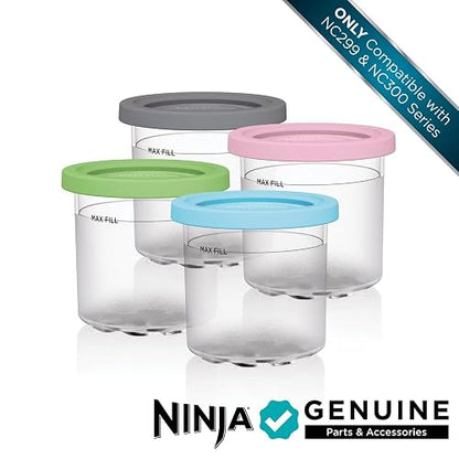 Ninja XSKPLD4BCD - Juego de 4 pintas compatibles con NC299AMZ y NC300s, sin BPA y aptas para lavaplatos, tapas de color, 1, transparente/gris/lima/rosa/acqua