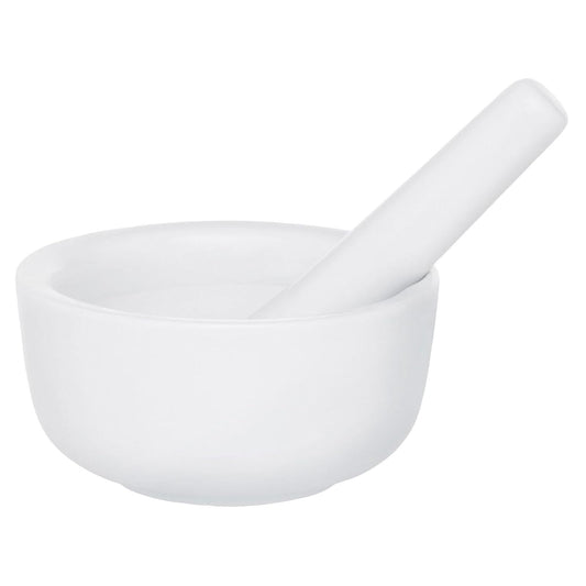 HIC - Juego de molinillo de píldoras para especias y mortero de porcelana de alta calidad, juego de 3, Mortero y almirez, 9cm (3.5 pulg.), Blanco, 8.89cm (3.5"), 1
