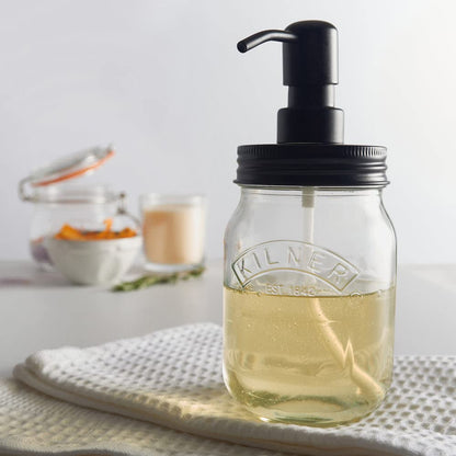 KILNER | Dispensador de jabón y loción | Transparente | 500 ml | Dosificador Reutilizable de Vidrio