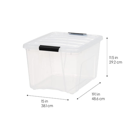 IRIS USA 6 Contenedores de 40 Qt con Tapa, Transparentes | Diseño transparente para ver el contenido fácilmente. Ideal para mudanzas, cobijas, ropa y garaje. Diseño anidable.