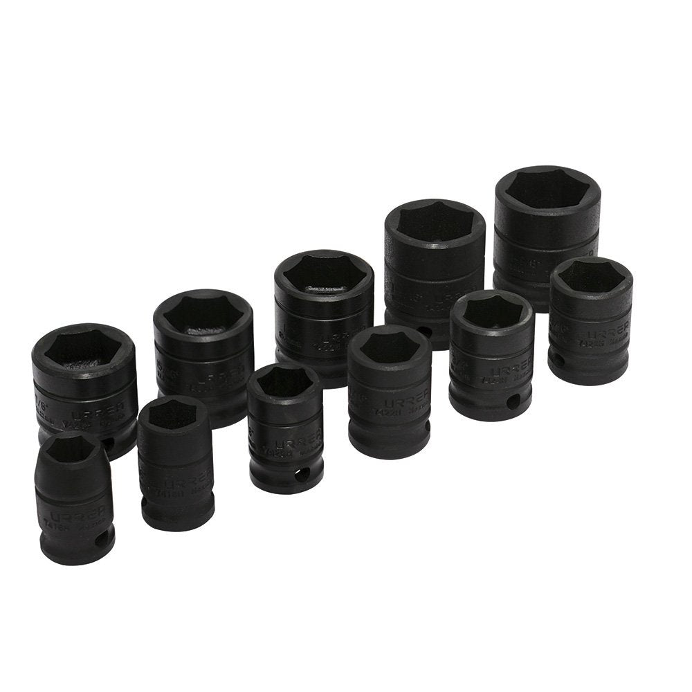 Urrea Dado de Impacto Cuadro 1/2 Pulgada, 6 Puntas, 1-1/4 y 1-5/16 Pulgadas - 11 piezas