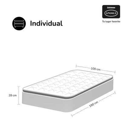 Colchón Individual America Celtic, Colchoneta Pillow Top, Resorte Infiniti, Confort Medio, Hipoalergénico, Soporte Ergonómico