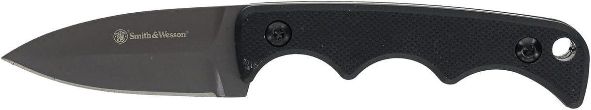 Smith & Wesson H.R.T Cuchillo de punta de lanza de 5.5 pulgadas, longitud total con longitud de hoja de 2 pulgadas y cordón separable, color negro