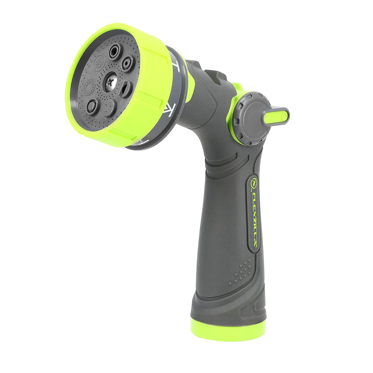 Flexzilla - Rociador de boquilla de manguera de jardín de flujo ajustable de 7 patrones con control fácil de usar, ligero y duradero