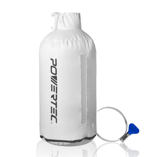 POWERTEC Bolsa colectora de polvo con abrazaderas de manguera de llave de 4 pulgadas, bolsa de polvo de 30 micras para DeWalt DW735, DW734, WEN PL1326, PL1303 cepilladora, colector de polvo DC3401 y