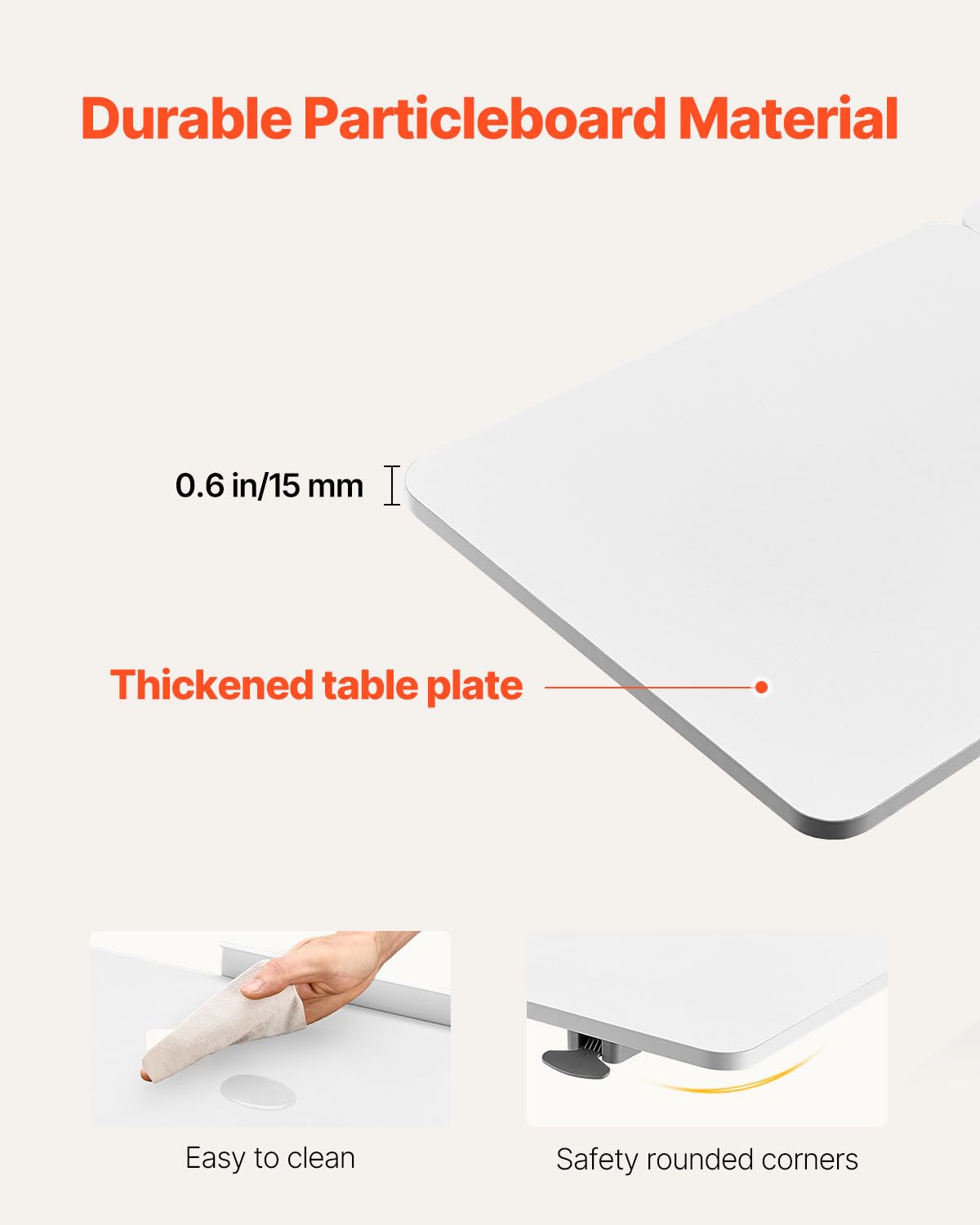VEVOR Mesa de Cama, Mesa Auxiliar Móvil con Escritorio Abatible y 4 Ruedas Ocultas, Altura y Ángulo Ajustables Escritorio para Portátil con Portavasos para Cama, Hogar, Oficina y Estudio, Blanco