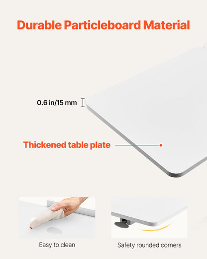 VEVOR Mesa de Cama, Mesa Auxiliar Móvil con Escritorio Abatible y 4 Ruedas Ocultas, Altura y Ángulo Ajustables Escritorio para Portátil con Portavasos para Cama, Hogar, Oficina y Estudio, Blanco