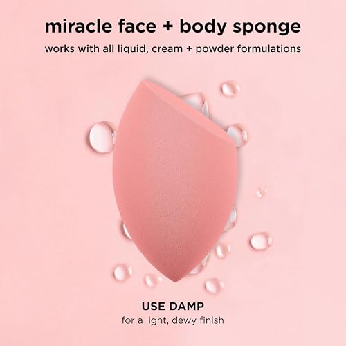 Real Techniques, Miracle Face + Body Sponge, Esponja Facial y Corporal, Tecnología de Espuma Suave y Flexible