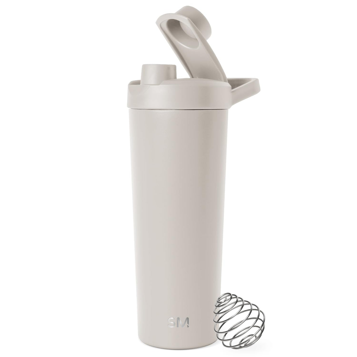 Simple Modern Rally Botella Mezcladora de Acero Inoxidable con Bola, 710 ml - 0.7 Litros - Beige (Almond Birch)