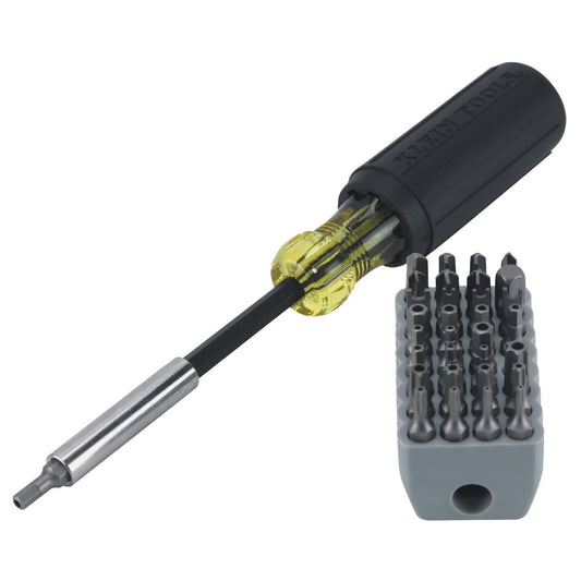 Klein Tools 32510 Desarmador de punta magnética con 32 puntas inviolables de diferentes tamaños en un cómodo soporte.