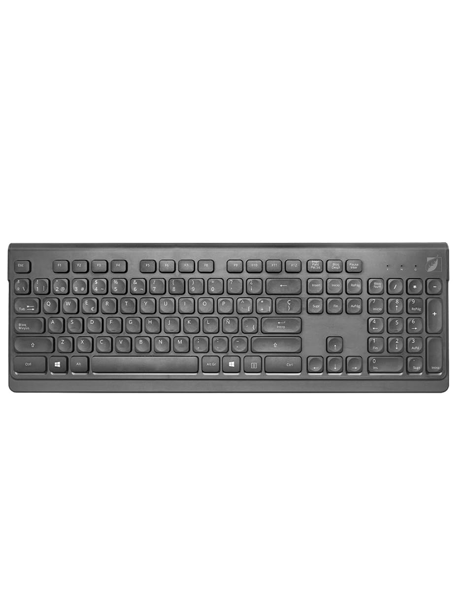 Green Leaf Kit de Teclado y Mouse para PC/Mac inalámbrico 10 m, Negro 18-8381BK