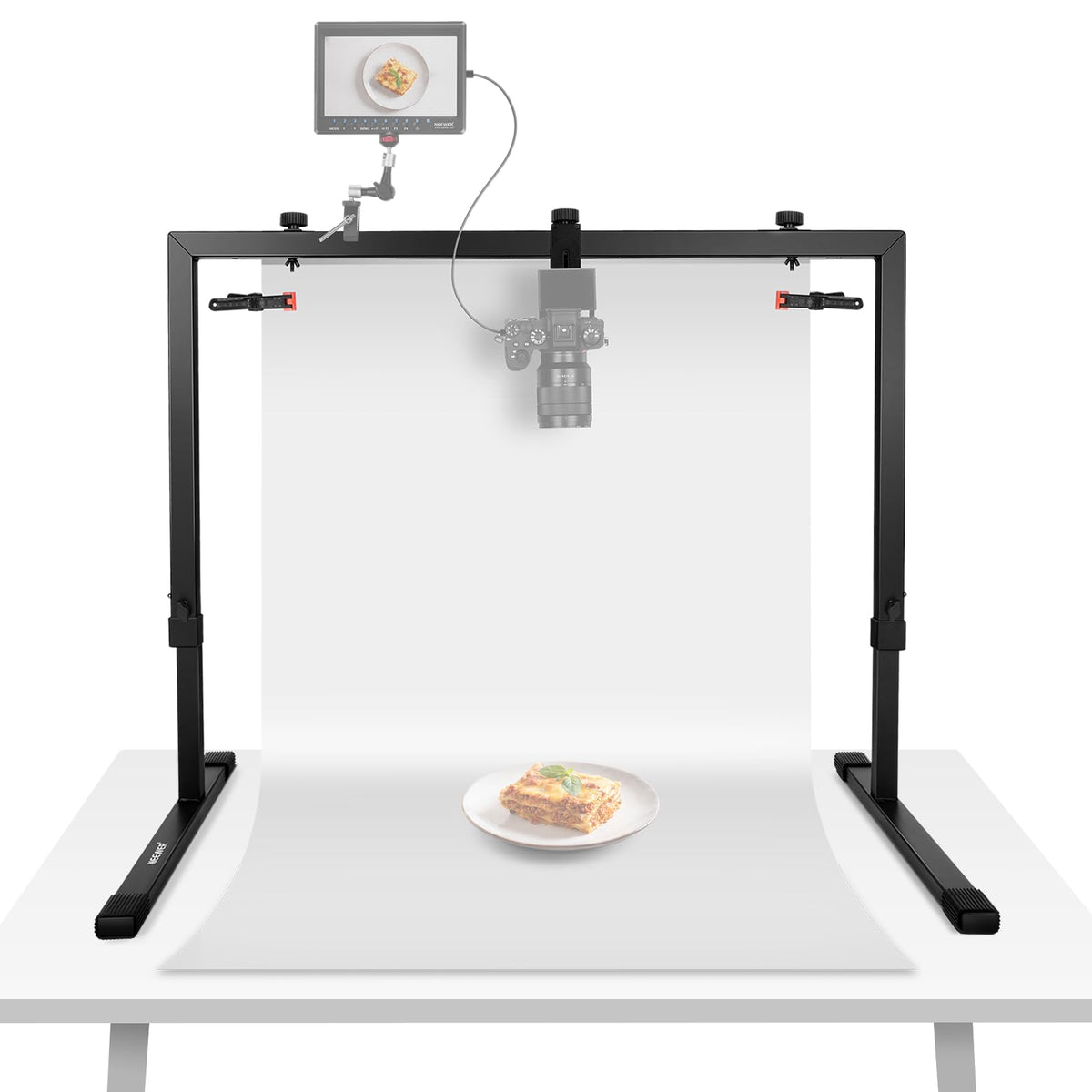 NEEWER Overhead Camera Mount Rig Soporte Cámara Cenital, Plataforma Montaje de Múltiple Dispositivo de Mesa de Acero Resistente Profesional con Abrazaderas Fondo, para Escritorio≥3,3'/1m Largo, ST100