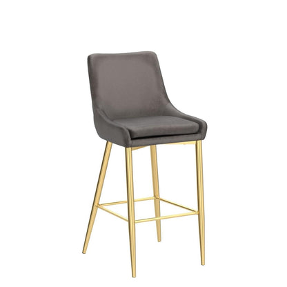 CangLong - Taburete tapizado de Terciopelo con Patas de Metal para Bar, Cocina, Comedor, Sala de Estar y Bar bistró, Juego de 2, Color Gris