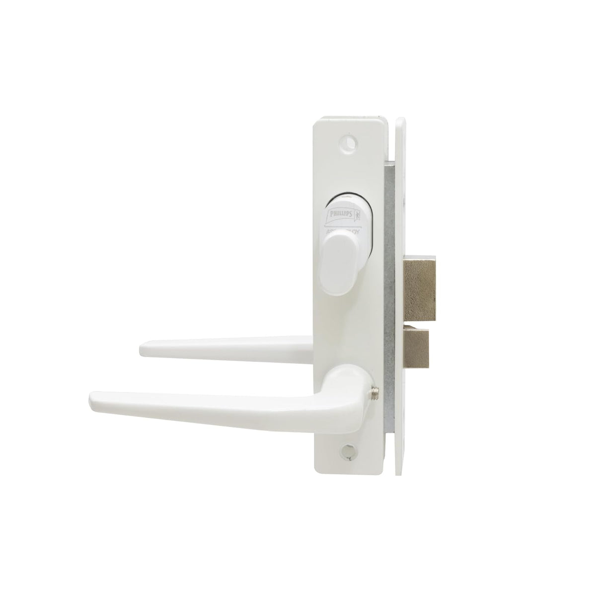 Phillips Cerradura Modelo Slim 549 Manija Delgada Para Puerta De Aluminio Blanco