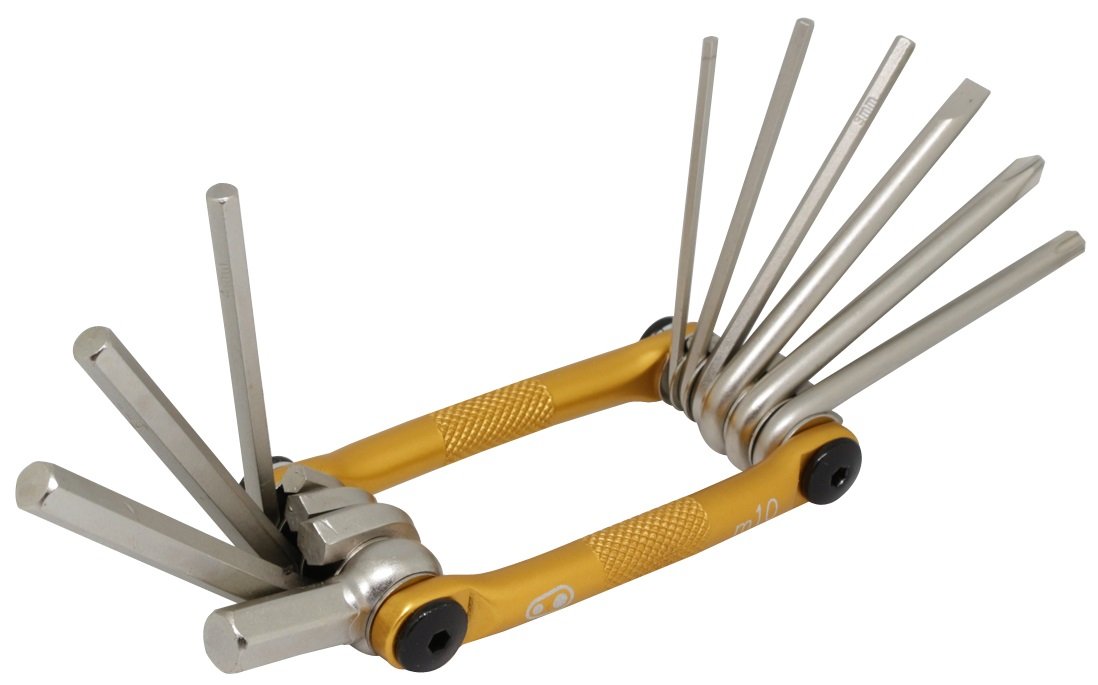Crankbrothers Multi Tool M 10 Bike Tool - MTB Multi-Tool Gold - 10 herramientas de bicicleta (herramienta 10 en 1), ergonómicas y ligeras