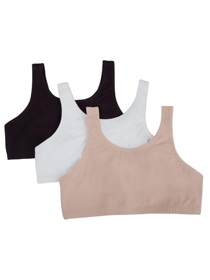 Fruit of the Loom Brasier Deportivo Paquete de 3 para Niña - 28 - Negro