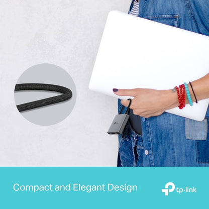 TP-Link USB Type-C 3 en 1 Hub (UH3020C) - 4K HDMI 60Hz, 100W PD de Carga, Puerto USB-A de 5Gbps, Enchufe y Uso, aleación de Aluminio, Cable Trenzado, Compatible con Windows, macOS, iPadOS, ChromeOS,