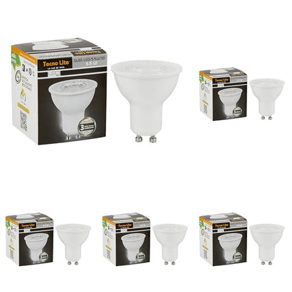 Tecnolite Focos LED Base GU10, Luz Cálida 5.5 W - 1 Unidad (Paquete de 5) - Luz suave cálida