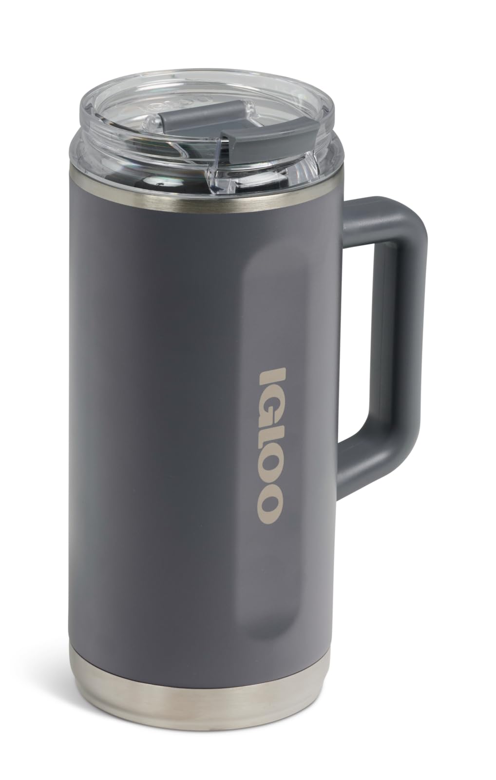 Igloo, vaso de 38 onzas con asa, taza de viaje reutilizable, taza de hidratación aislada de acero inoxidable para bebidas calientes y frías, carbonita