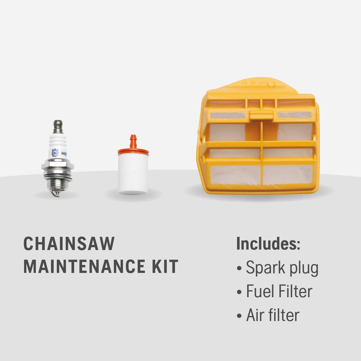 Husqvarna 599333701 455R/460R Kit de mantenimiento de motosierra, kit de ajuste de piezas de motosierra fácil de instalar, incluye filtro de aire, filtro de combustible y bujía