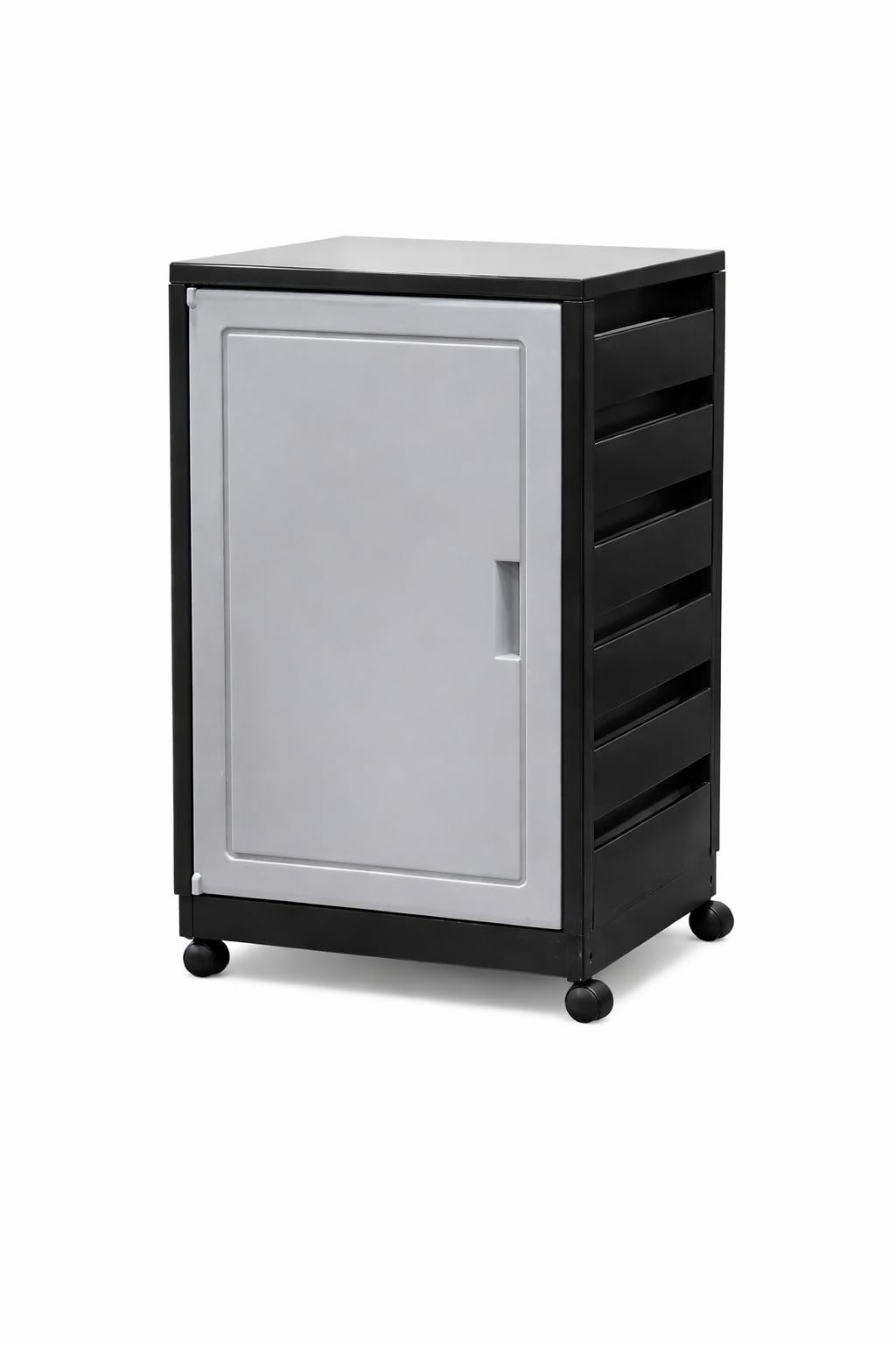 Italhome Mueble Organizador de Plástico con Ruedas, Cajonera con Repisas Multiusos para Oficina, Hogar o Taller, Ligero Resistente, Color Negro Gris