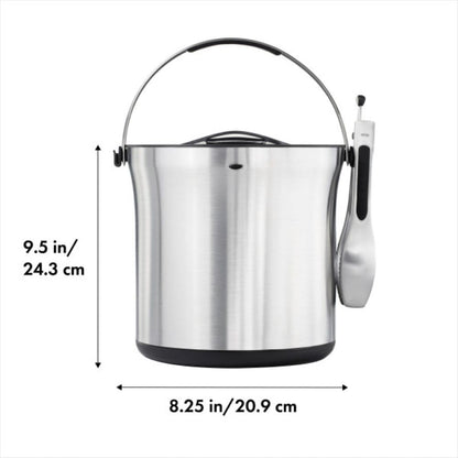OXO Unisex SteeL Ice Bucket and Tongs Set Stainless Barware