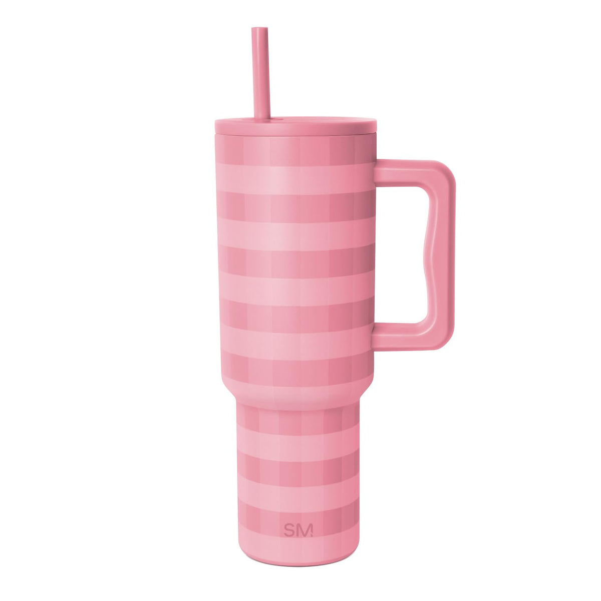 Simple Modern Trek Vaso Térmico con Asa y Popote, Acero Inoxidable, 890-1180 ml - 1180ml - Pattern: Velvet Pink Gingham