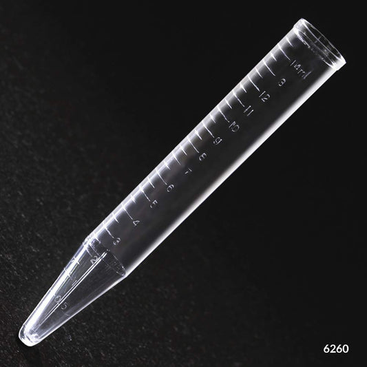 Globe Scientific 6260 Tubo centrífugo de poliestireno, capacidad de 15 ml, graduación moldeada, paquete a granel (caja de 1000)