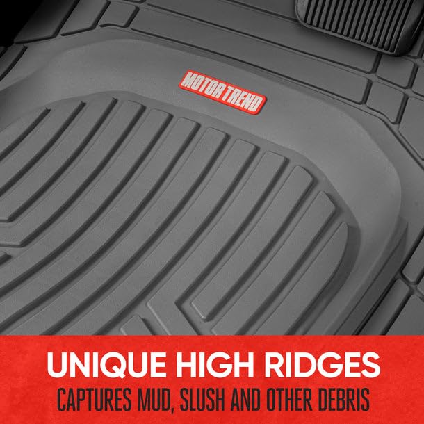 Motor Trend - Tapete de caucho gris OF-933-GR para todo clima (forros Performance Plus de alta resistencia, gruesos, inodoros y para todo tipo de clima), 3 piezas
